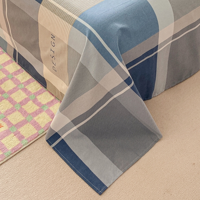 91家纺网 家纺一手货源 找家纺 小叮当家纺仓储工厂店 2025新款（买家秀 不断货）A类全棉纯棉磨毛四件套 蓝格子