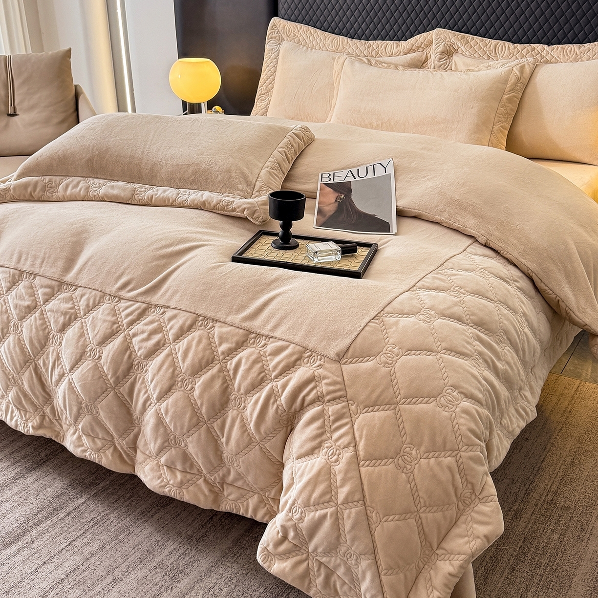 91家纺网 家纺一手货源 找家纺 （总）保罗圣迪奥 2025新款250克全消光抗绣工艺四件套-沐凡系列二