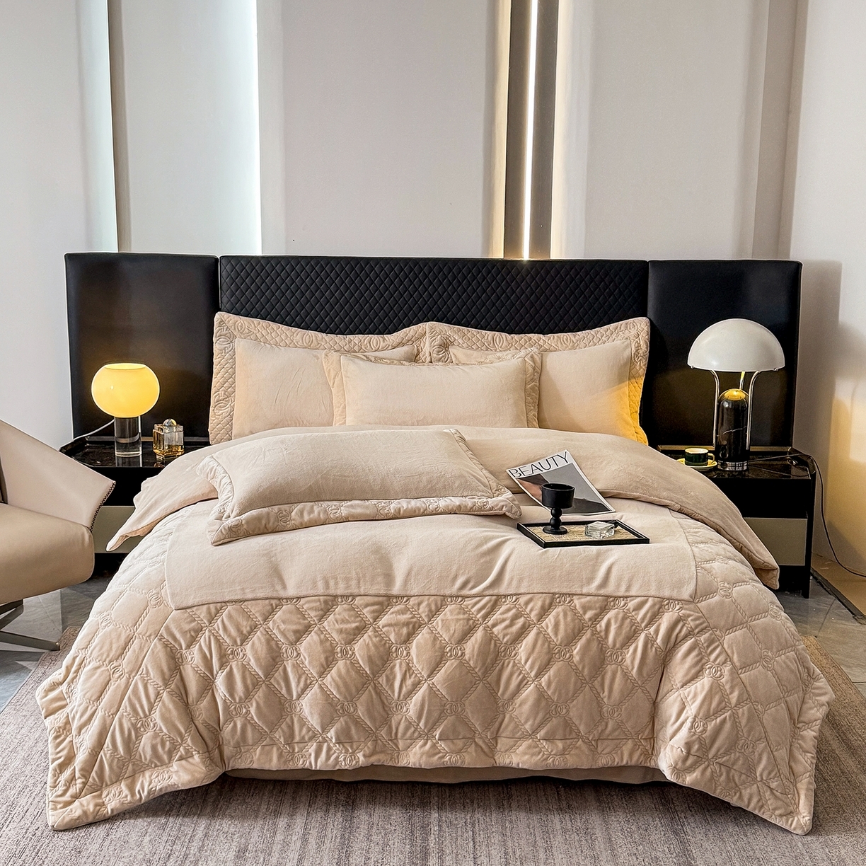 91家纺网 家纺一手货源 找家纺 （总）保罗圣迪奥 2025新款250克全消光三拼角双C四件套-沐凡系列一