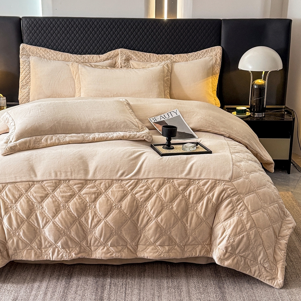 91家纺网 家纺一手货源 找家纺 （总）保罗圣迪奥 2025新款250克全消光抗绣工艺四件套-沐凡系列二