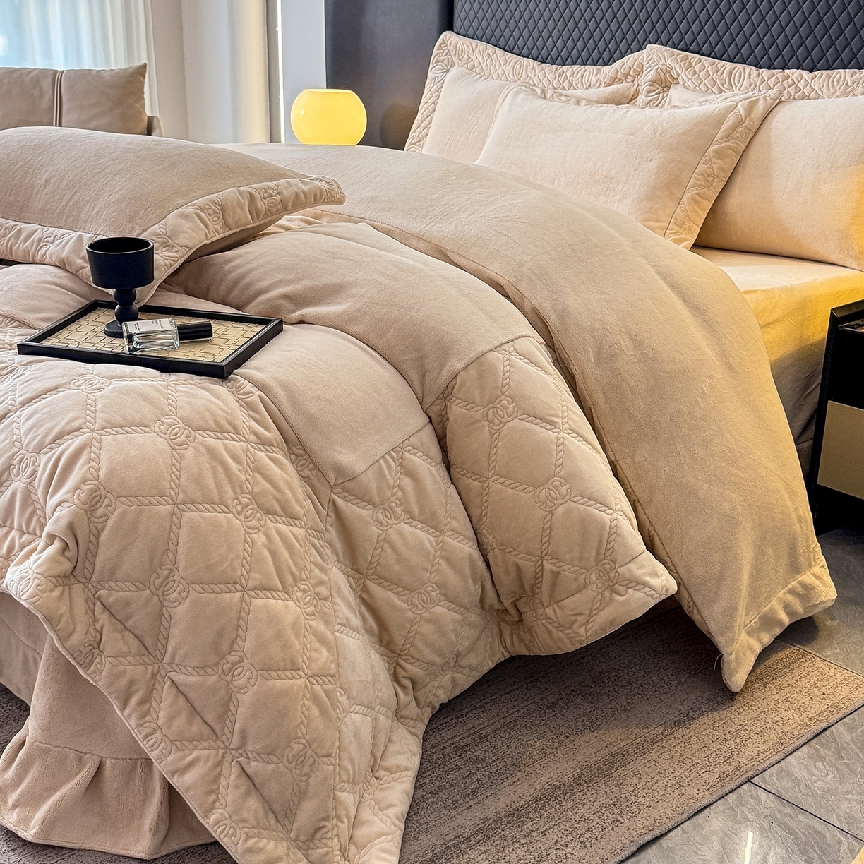 91家纺网 家纺一手货源 找家纺 （总）保罗圣迪奥 2025新款250克全消光抗绣工艺四件套-沐凡系列二