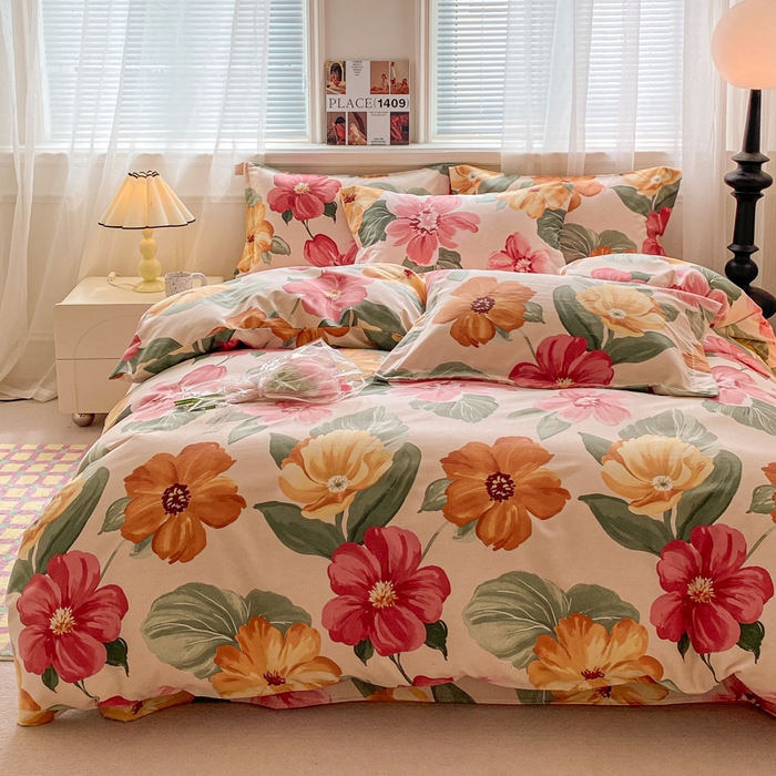 91家纺网 家纺一手货源 找家纺 小叮当家纺仓储工厂店 2025新款（买家秀 不断货）A类全棉纯棉磨毛四件套 浪漫花语