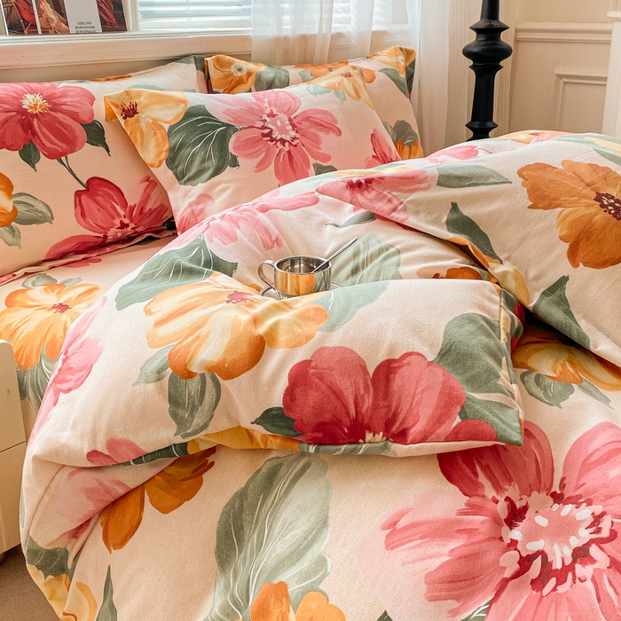 91家纺网 家纺一手货源 找家纺 小叮当家纺仓储工厂店 2025新款（买家秀 不断货）A类全棉纯棉磨毛四件套 浪漫花语