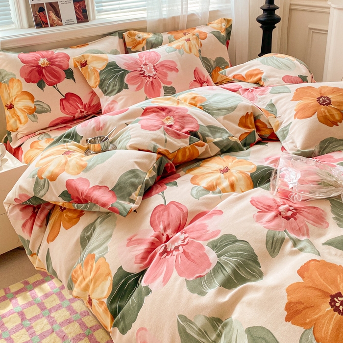 91家纺网 家纺一手货源 找家纺 小叮当家纺仓储工厂店 2025新款（买家秀 不断货）A类全棉纯棉磨毛四件套 浪漫花语