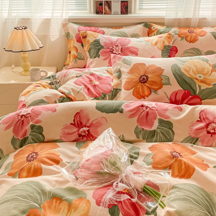 91家纺网 家纺一手货源 找家纺 小叮当家纺仓储工厂店 2025新款（买家秀 不断货）A类全棉纯棉磨毛四件套 浪漫花语