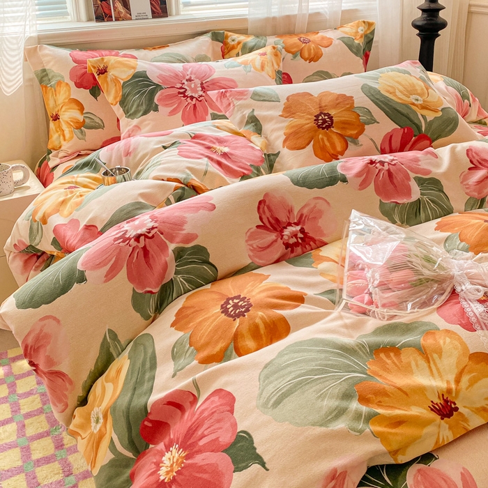 91家纺网 家纺一手货源 找家纺 小叮当家纺仓储工厂店 2025新款（买家秀 不断货）A类全棉纯棉磨毛四件套 浪漫花语