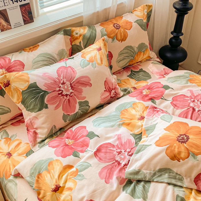 91家纺网 家纺一手货源 找家纺 小叮当家纺仓储工厂店 2025新款（买家秀 不断货）A类全棉纯棉磨毛四件套 浪漫花语