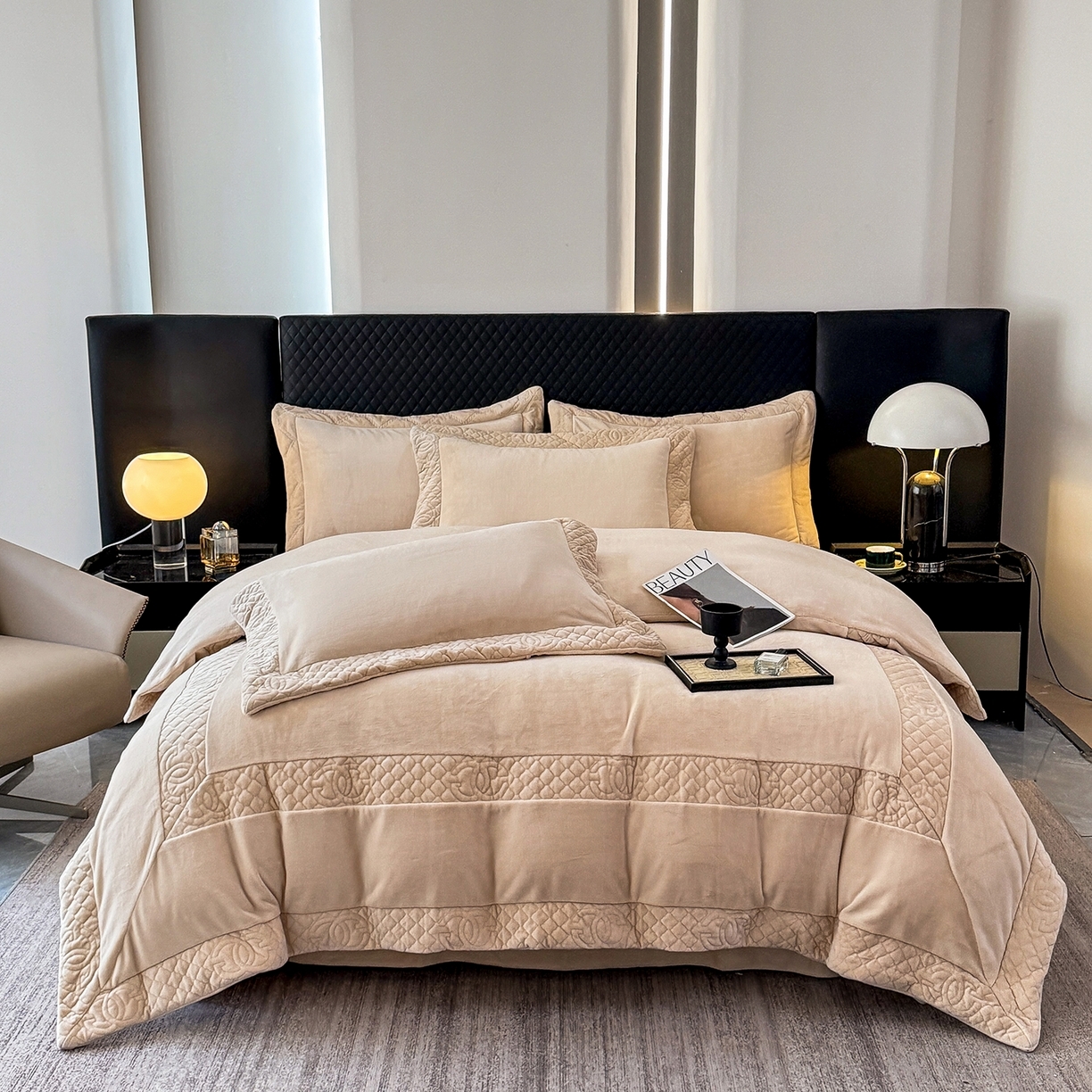 91家纺网 家纺一手货源 找家纺 （总）保罗圣迪奥 2025新款250克全消光三拼角双C四件套-沐凡系列一