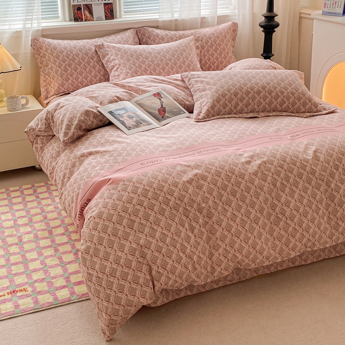 91家纺网 家纺一手货源 找家纺 小叮当家纺仓储工厂店 2025新款（买家秀 不断货）A类全棉纯棉磨毛四件套 浪漫甜心