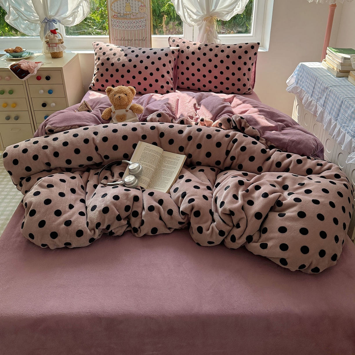 91家纺网 家纺一手货源 找家纺 （总）暖芯优选 2025新款小清新加厚高克重牛奶绒四件套直播热款电商热款