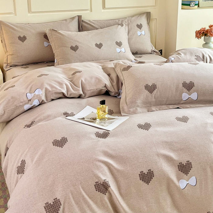 91家纺网 家纺一手货源 找家纺 小叮当家纺仓储工厂店 2025新款（买家秀 不断货）A类全棉纯棉磨毛四件套 乐高爱心