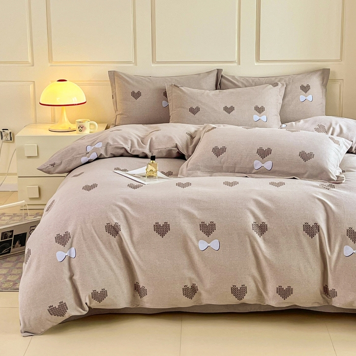 91家纺网 家纺一手货源 找家纺 小叮当家纺仓储工厂店 2025新款（买家秀 不断货）A类全棉纯棉磨毛四件套 乐高爱心