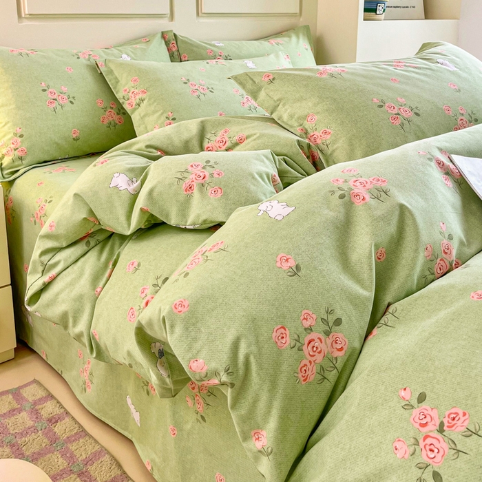 小叮当家纺仓储工厂店 2025新款（买家秀 不断货）A类全棉纯棉磨毛四件套 玫瑰花园