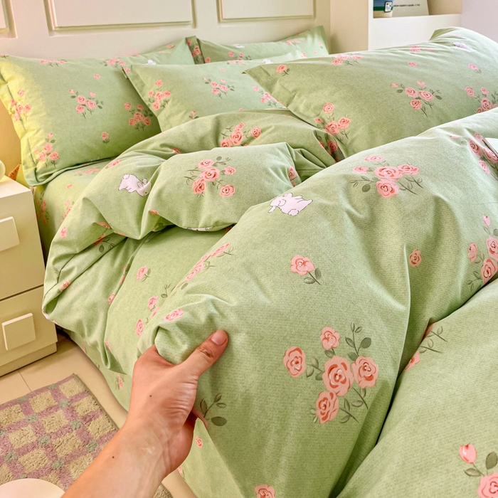 91家纺网 家纺一手货源 找家纺 小叮当家纺仓储工厂店 2025新款（买家秀 不断货）A类全棉纯棉磨毛四件套 玫瑰花园