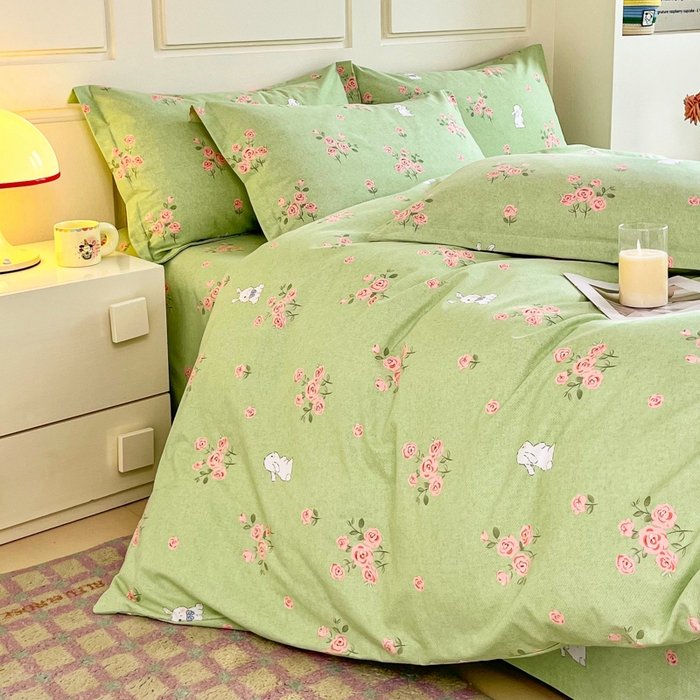 91家纺网 家纺一手货源 找家纺 小叮当家纺仓储工厂店 2025新款（买家秀 不断货）A类全棉纯棉磨毛四件套 玫瑰花园