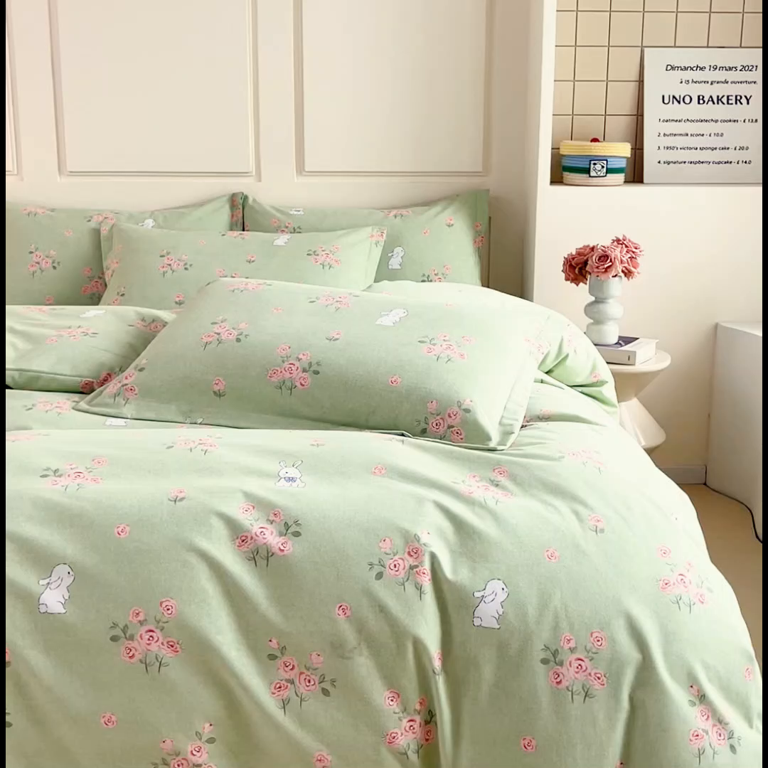 91家纺网 家纺一手货源 找家纺 小叮当家纺仓储工厂店 2025新款（买家秀 不断货）A类全棉纯棉磨毛四件套 玫瑰花园