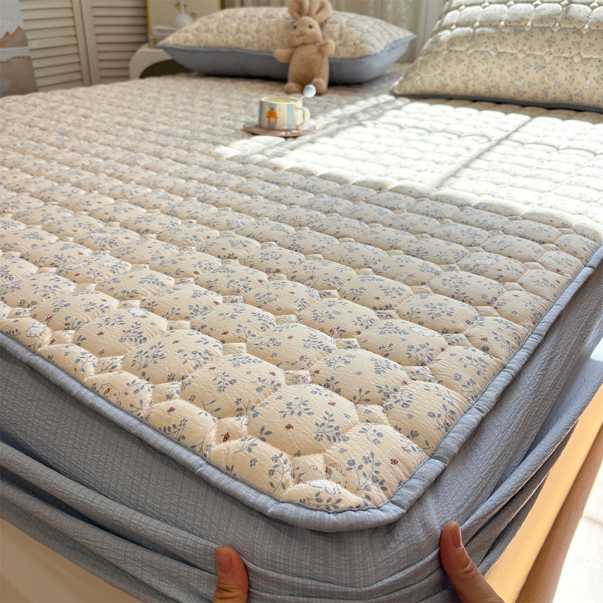 居眠 2025新款印花云感皱皱纱夹棉床笠 森林舞会