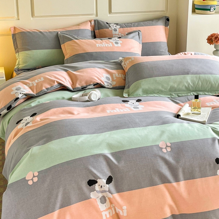 91家纺网 家纺一手货源 找家纺 小叮当家纺仓储工厂店 2025新款（买家秀 不断货）A类全棉纯棉磨毛四件套 迷你狗