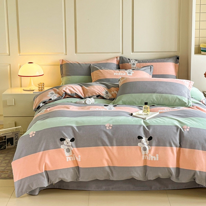 91家纺网 家纺一手货源 找家纺 小叮当家纺仓储工厂店 2025新款（买家秀 不断货）A类全棉纯棉磨毛四件套 迷你狗