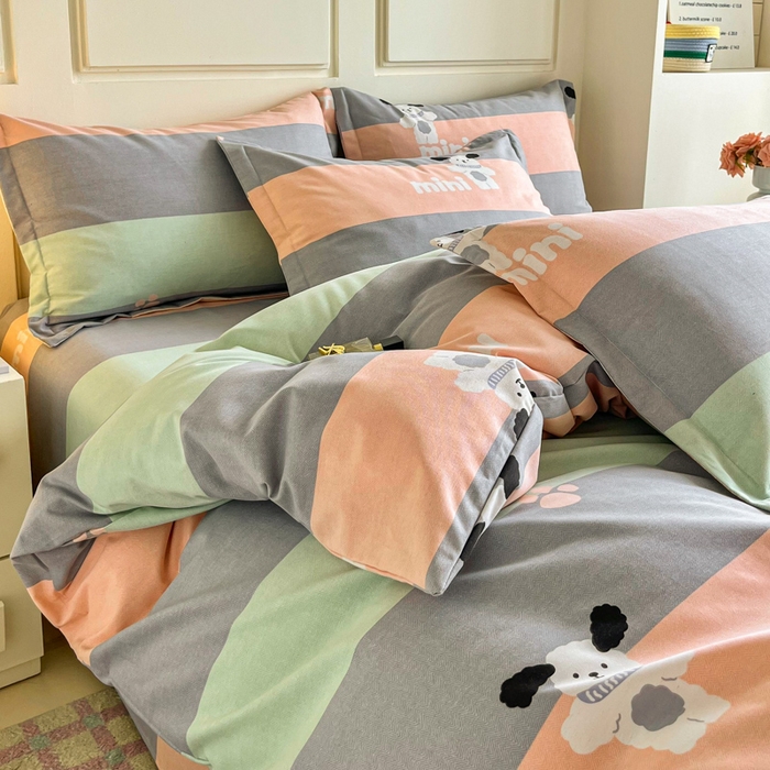 91家纺网 家纺一手货源 找家纺 小叮当家纺仓储工厂店 2025新款（买家秀 不断货）A类全棉纯棉磨毛四件套 迷你狗