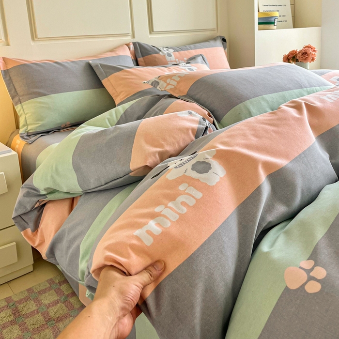 91家纺网 家纺一手货源 找家纺 小叮当家纺仓储工厂店 2025新款（买家秀 不断货）A类全棉纯棉磨毛四件套 迷你狗