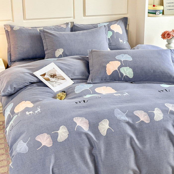 91家纺网 家纺一手货源 找家纺 小叮当家纺仓储工厂店 2025新款（买家秀 不断货）A类全棉纯棉磨毛四件套 七彩银杏