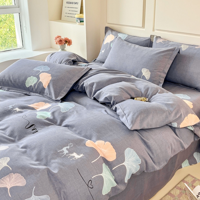 91家纺网 家纺一手货源 找家纺 小叮当家纺仓储工厂店 2025新款（买家秀 不断货）A类全棉纯棉磨毛四件套 七彩银杏