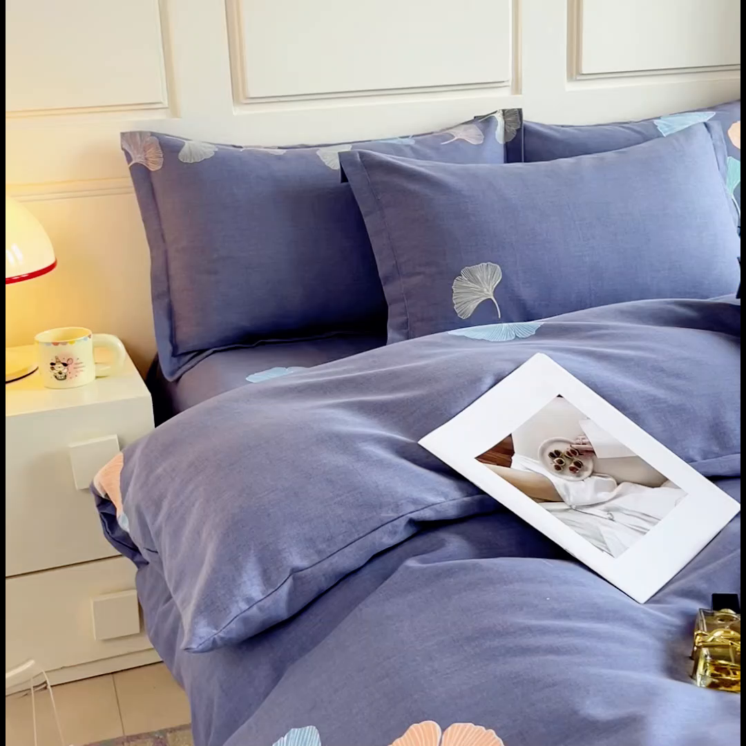 91家纺网 家纺一手货源 找家纺 小叮当家纺仓储工厂店 2025新款（买家秀 不断货）A类全棉纯棉磨毛四件套 七彩银杏