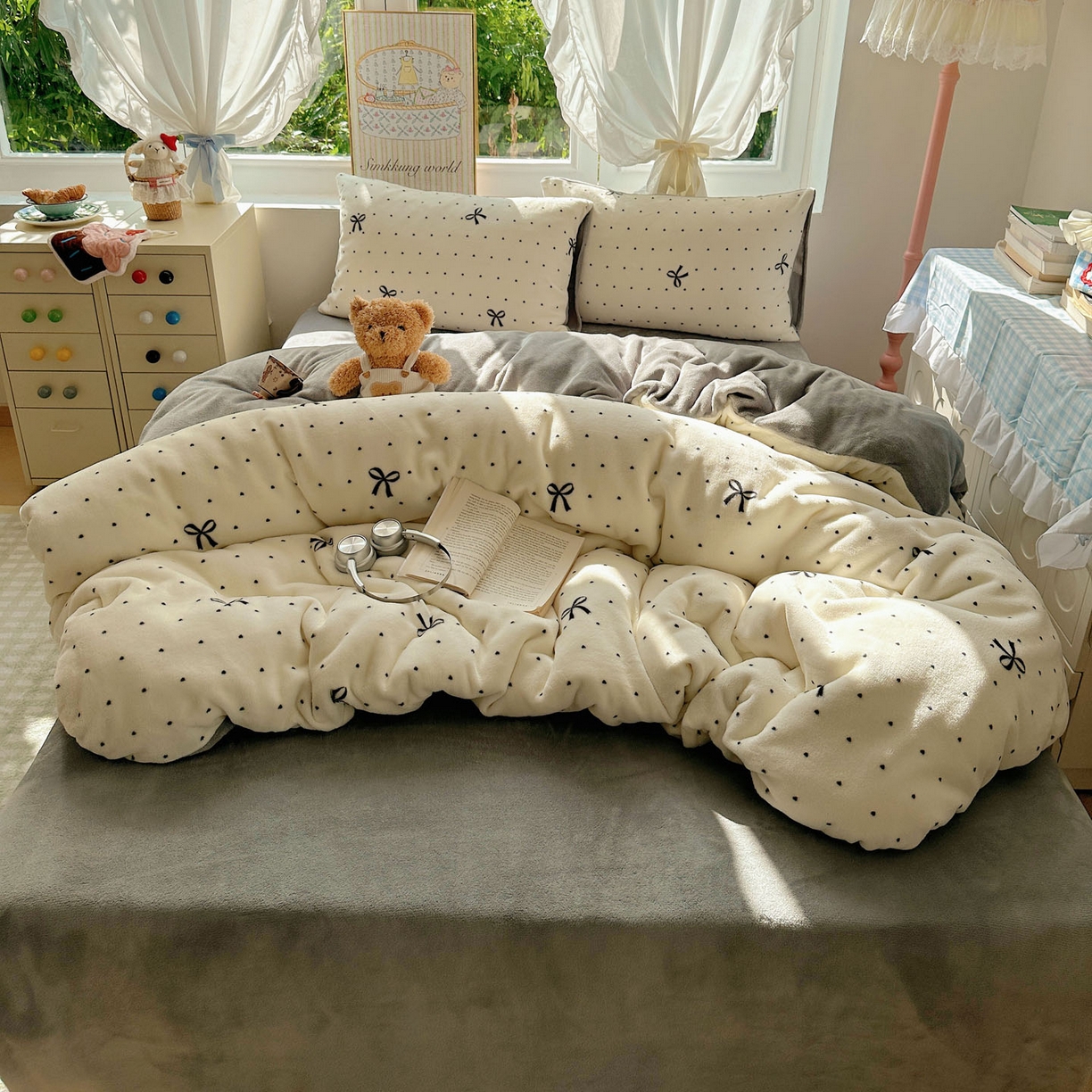 91家纺网 家纺一手货源 找家纺 （总）暖芯优选 2025新款小清新加厚高克重牛奶绒四件套直播热款电商热款