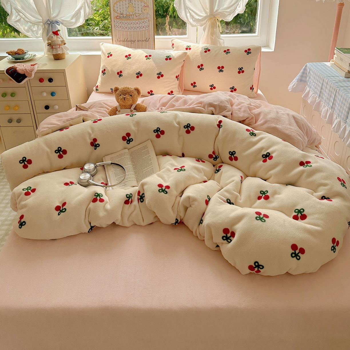 91家纺网 家纺一手货源 找家纺 （总）暖芯优选 2025新款小清新加厚高克重牛奶绒四件套直播热款电商热款