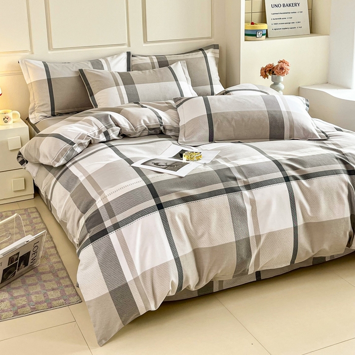 91家纺网 家纺一手货源 找家纺 小叮当家纺仓储工厂店 2025新款（买家秀 不断货）A类全棉纯棉磨毛四件套 线条格