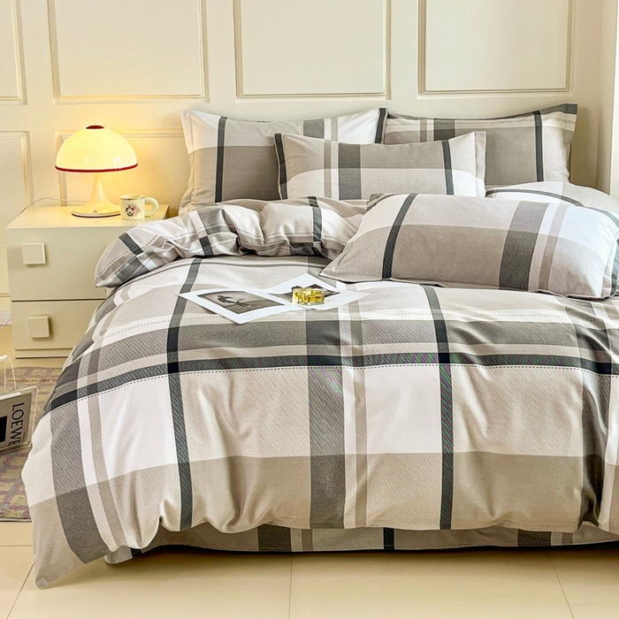 91家纺网 家纺一手货源 找家纺 小叮当家纺仓储工厂店 2025新款（买家秀 不断货）A类全棉纯棉磨毛四件套 线条格