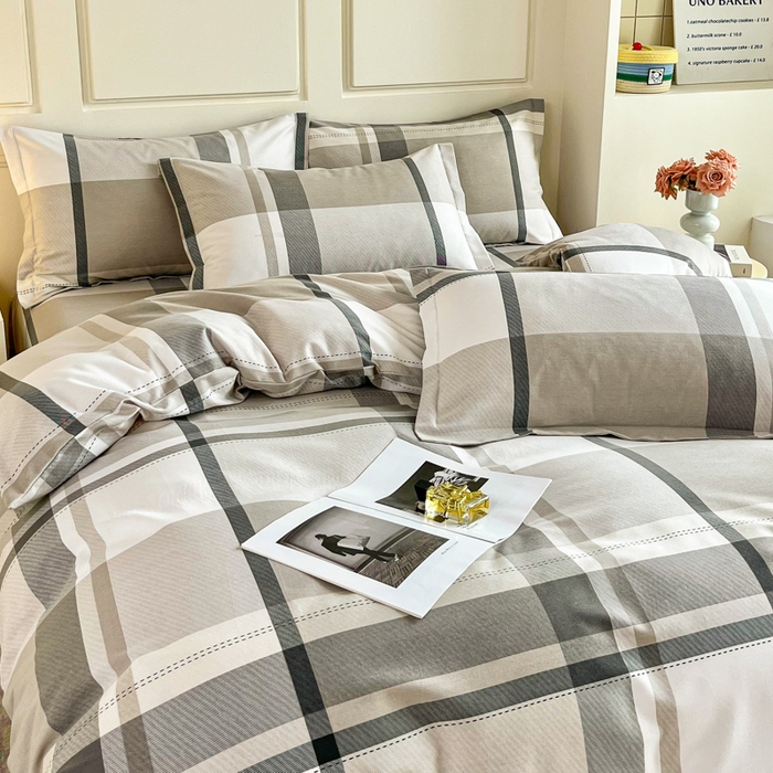 91家纺网 家纺一手货源 找家纺 小叮当家纺仓储工厂店 2025新款（买家秀 不断货）A类全棉纯棉磨毛四件套 线条格