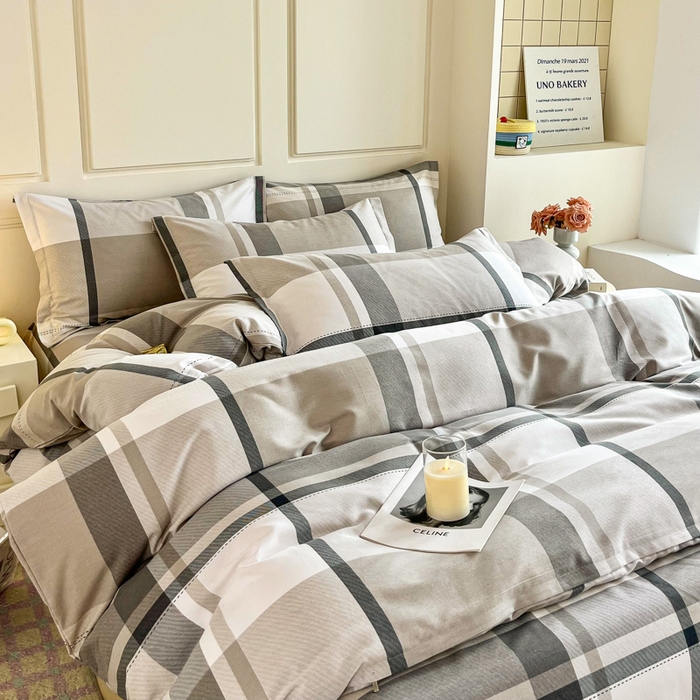 91家纺网 家纺一手货源 找家纺 小叮当家纺仓储工厂店 2025新款（买家秀 不断货）A类全棉纯棉磨毛四件套 线条格