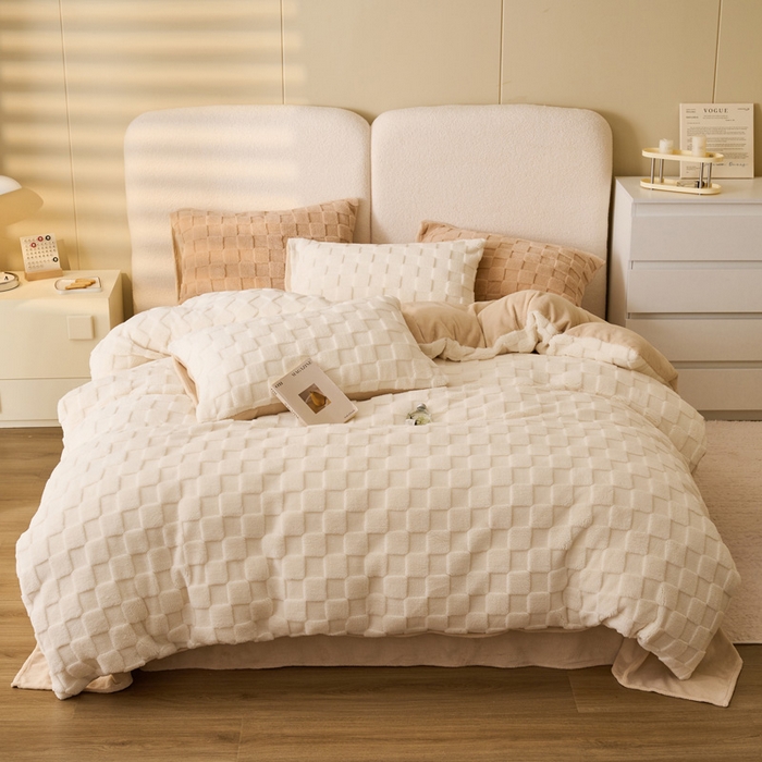 91家纺网 家纺一手货源 找家纺 （总）晨曦家纺 2025新款加厚230克塔芙绒牛奶绒四件套-初暖系列