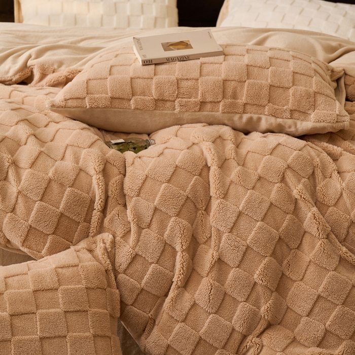 91家纺网 家纺一手货源 找家纺 晨曦家纺 2025新款加厚230克塔芙绒牛奶绒四件套-初暖系列 初暖-奶咖