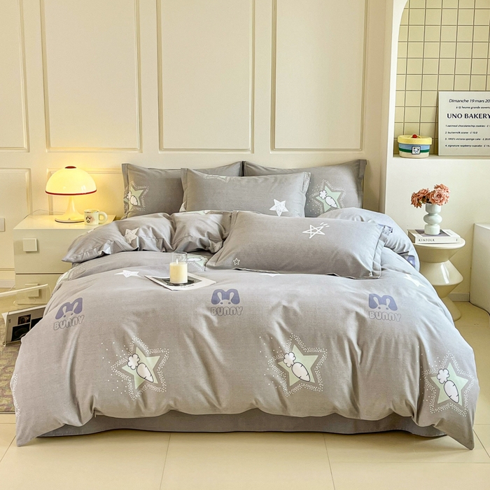 91家纺网 家纺一手货源 找家纺 小叮当家纺仓储工厂店 2025新款（买家秀 不断货）A类全棉纯棉磨毛四件套 幸运星