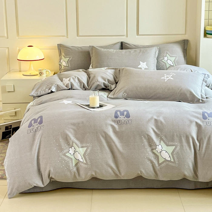 91家纺网 家纺一手货源 找家纺 小叮当家纺仓储工厂店 2025新款（买家秀 不断货）A类全棉纯棉磨毛四件套 幸运星