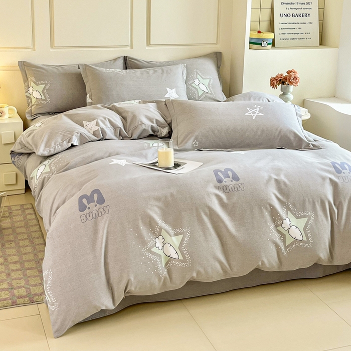 91家纺网 家纺一手货源 找家纺 小叮当家纺仓储工厂店 2025新款（买家秀 不断货）A类全棉纯棉磨毛四件套 幸运星