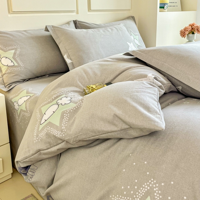 91家纺网 家纺一手货源 找家纺 小叮当家纺仓储工厂店 2025新款（买家秀 不断货）A类全棉纯棉磨毛四件套 幸运星