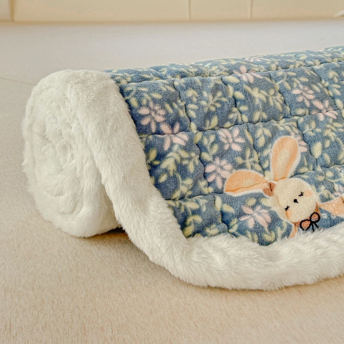 91家纺网 家纺一手货源 找家纺 澜妃 2025新款高克重牛奶绒可爱系床褥床护垫CHD CHD-背带兔