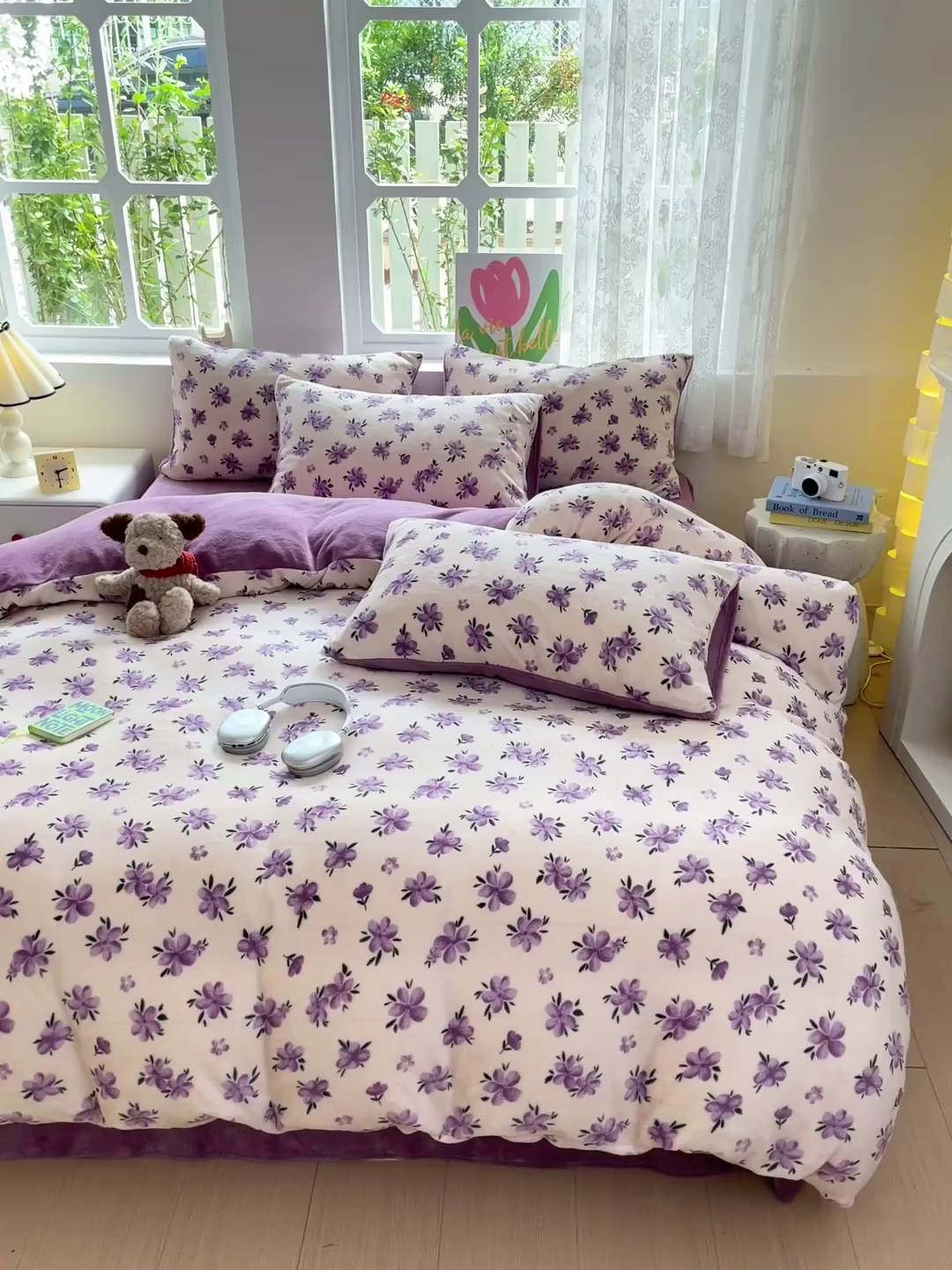 91家纺网 家纺一手货源 找家纺 暖芯优选 2025新款小清新加厚高克重牛奶绒四件套直播热款电商热款 江南溪暮