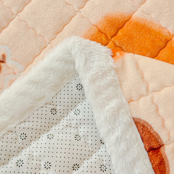 91家纺网 家纺一手货源 找家纺 澜妃 2025新款高克重牛奶绒可爱系床褥床护垫CHD CHD-巧克力熊