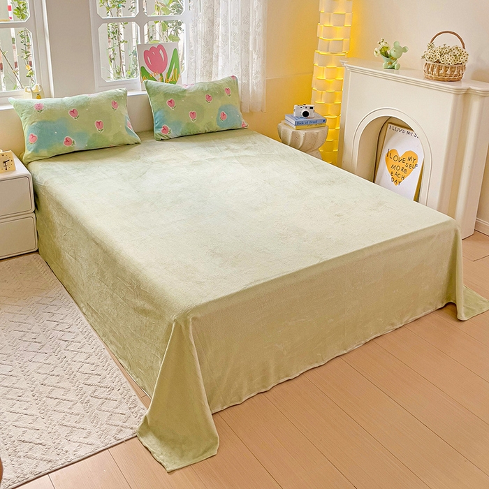 91家纺网 家纺一手货源 找家纺 暖芯优选 2025新款小清新加厚高克重牛奶绒四件套直播热款电商热款 云境