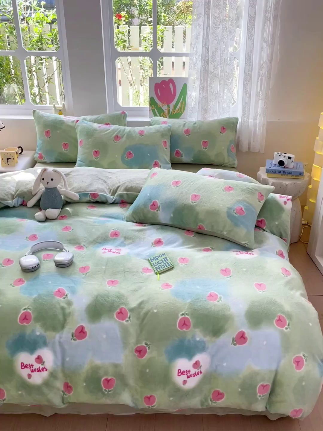 91家纺网 家纺一手货源 找家纺 暖芯优选 2025新款小清新加厚高克重牛奶绒四件套直播热款电商热款 云境