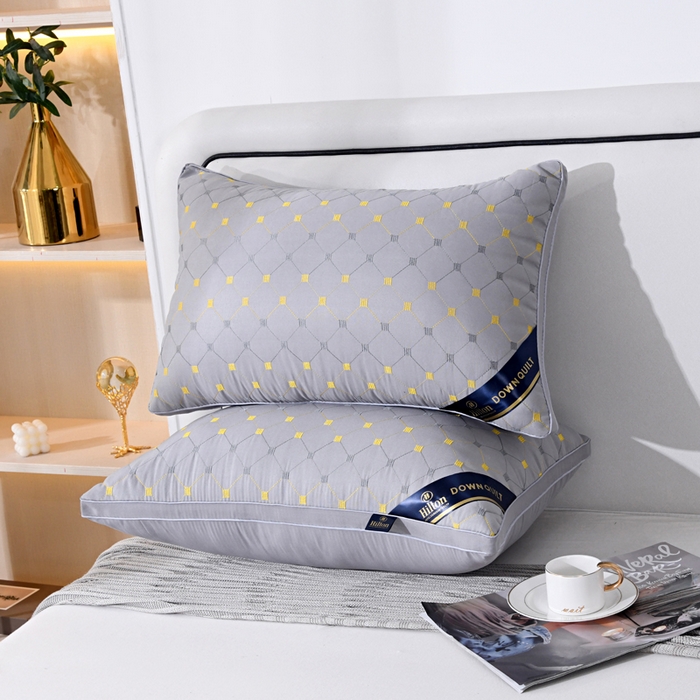 91家纺网 家纺一手货源 找家纺 小叮当家纺仓储工厂店 2025新款磨毛羽丝绒枕头枕芯--满天星 立体灰