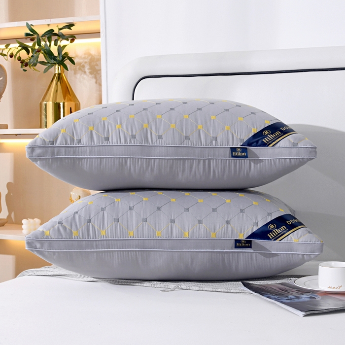 小叮当家纺仓储工厂店 2025新款磨毛羽丝绒枕头枕芯--满天星 立体灰