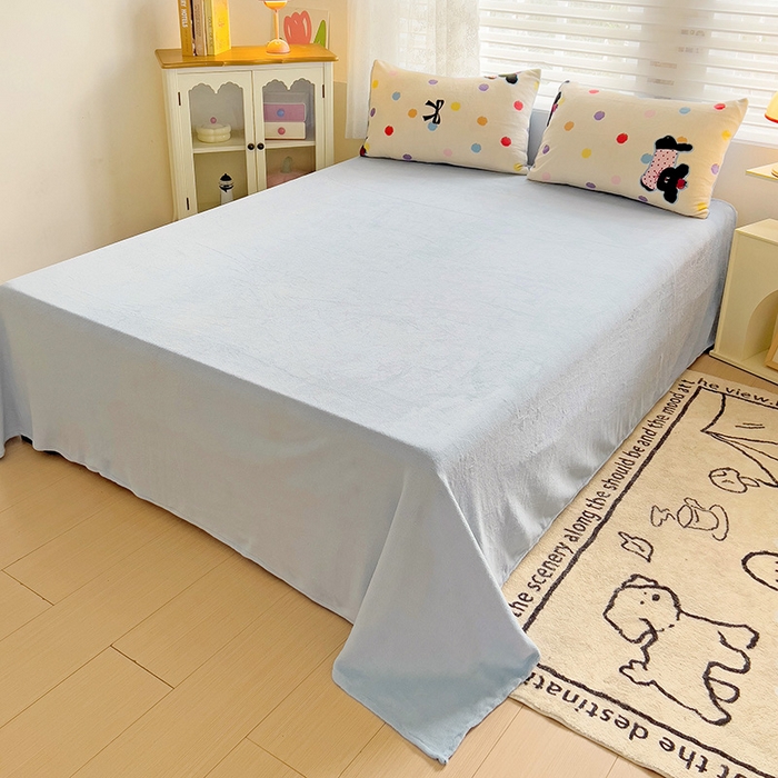 91家纺网 家纺一手货源 找家纺 暖芯优选 2025新款小清新加厚高克重牛奶绒四件套直播热款电商热款 汪汪仙贝