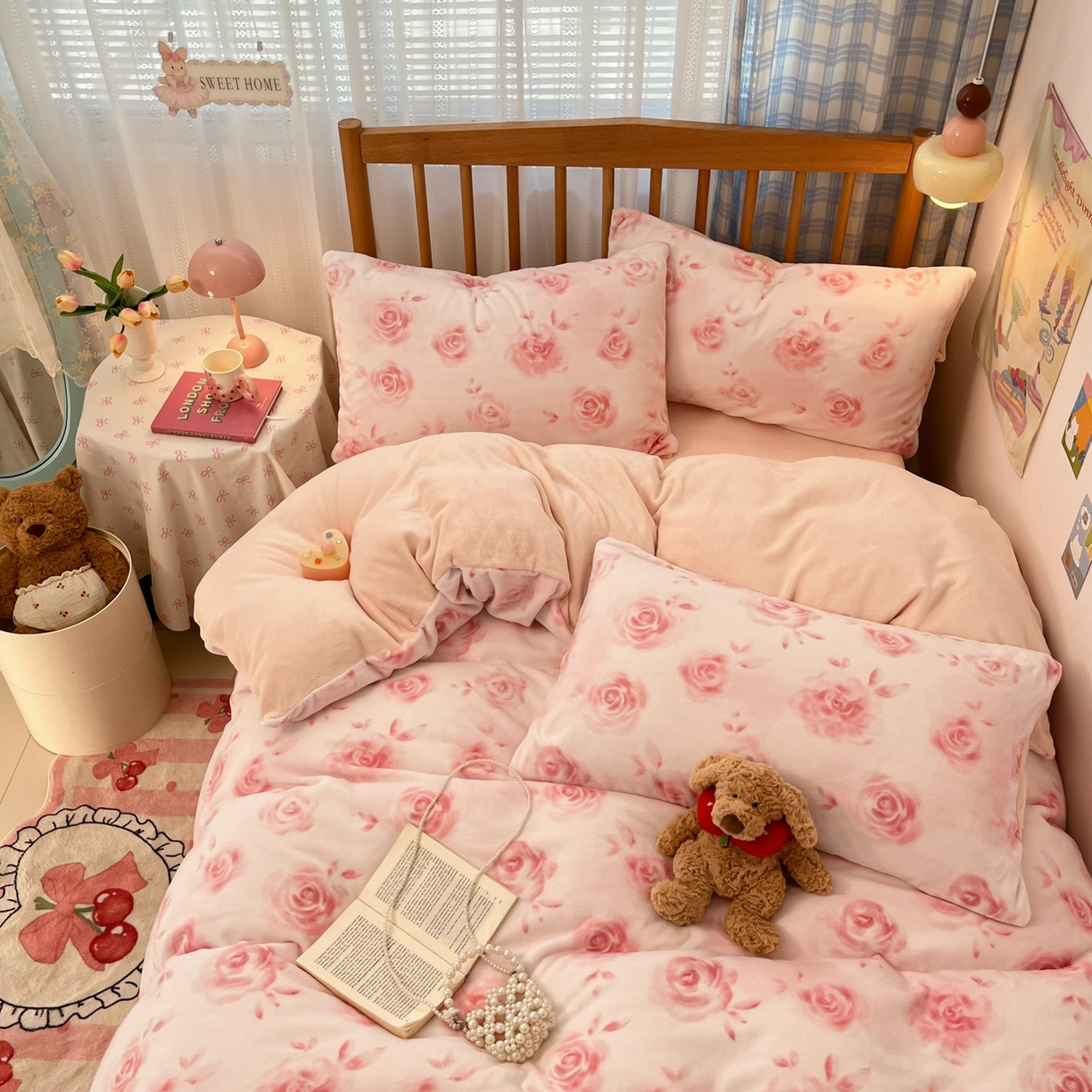 91家纺网 家纺一手货源 找家纺 小叮当家纺仓储工厂店 2025新款牛奶绒印花四件套 里巷