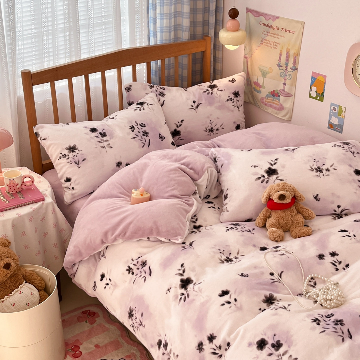 小叮当家纺仓储工厂店 2025新款牛奶绒印花四件套 魅色佳人